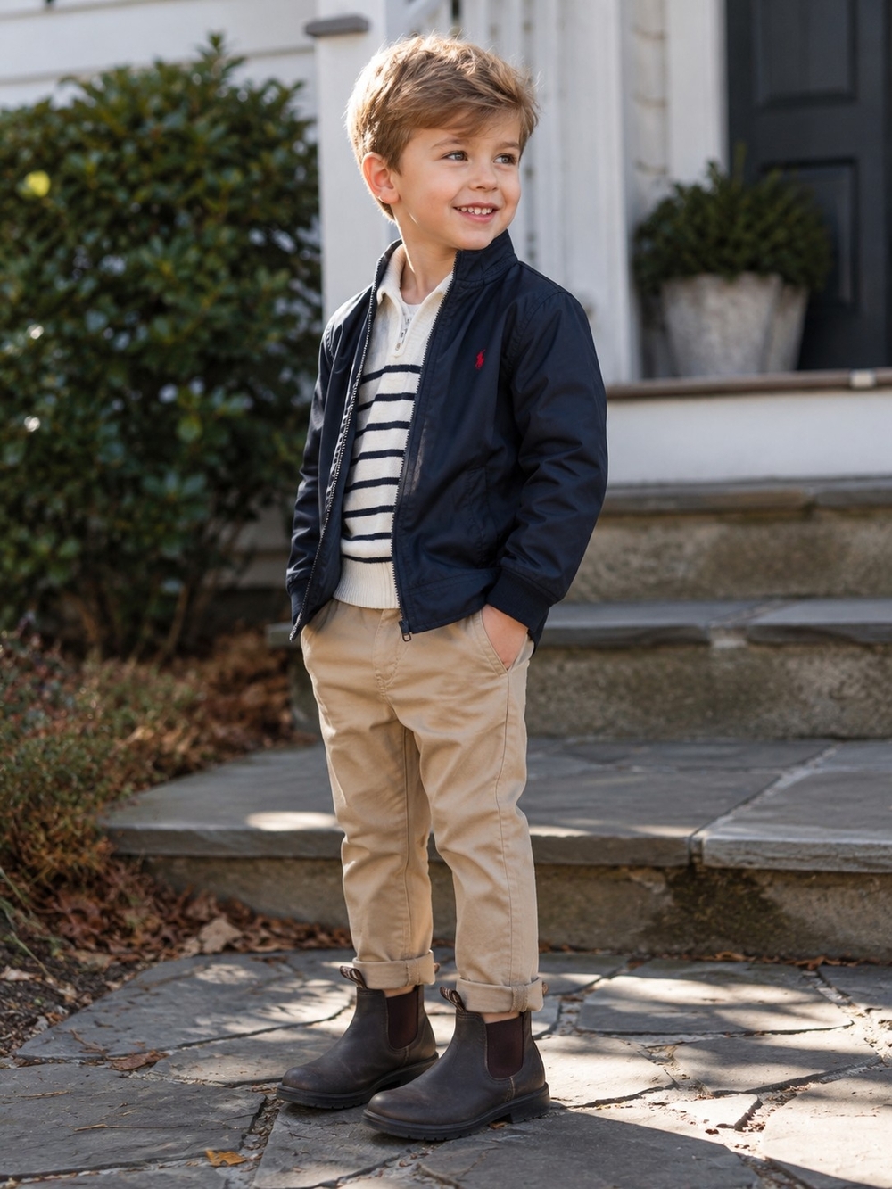 Polo Ralph Lauren Kids Navy Blue Full-Zip Windbreaker Jacket